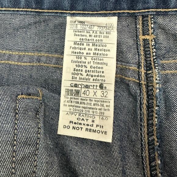 Carhartt Men's Fire-Resistant Blue Jeans NFPA 2112 Cat 2 Relaxed Fit 40X32 - Picture 5 of 11